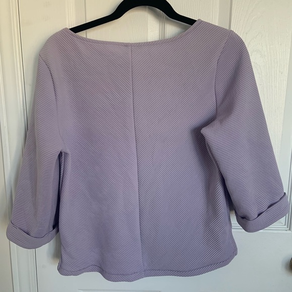 H&M, Lilac Ribbed Blouse with 3/4 Sleeves, Size: X Small - Picture 2 of 3